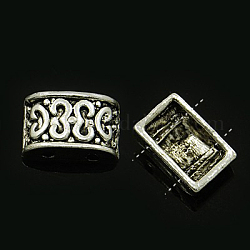 Tibetan Style Multi-Strand Links, Rectangle, Antique Silver, 12x8x4mm, Hole: 1mm