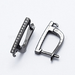 Латунные серьги-кольца с застежкой сзади, металлический черный, 19x12x2 мм, отверстие : 1 мм, штифты : 1.1 мм