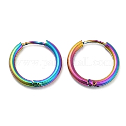 Pendientes de aro huggie de aleación de titanio con revestimiento iónico (ip) para mujer, color del arco iris, 12 calibre, 16x2mm