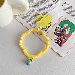 Silicone Clover Loop Phone Lanyard, Wrist Lanyard Strap with Plastic & Alloy Keychain Holder, Yellow, Clover: 10x10cm