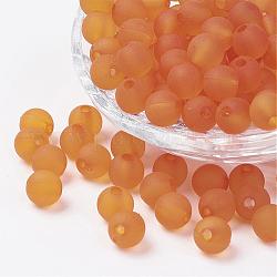 Perles en acrylique transparente, ronde, mat, orange, 4mm, Trou: 1mm, environ 14000 pcs/500 g