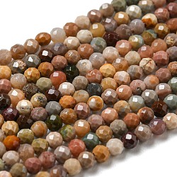 Chapelets de perles d'agate naturelle, facette, ronde, 2mm, Trou: 0.5mm, Environ 203~205 pcs/chapelet, 15.55~15.75 pouce (39.5~40 cm)