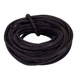 コルクウッドテープ  衣料品用木目リボンコルクロープ  ラウンド  ブラック  1/8インチ（3mm）  約6.56ヤード（6m）/ロール