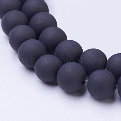 Mattglas Perlen Stränge, Runde, Schwarz, 10 mm, Bohrung: 1.3~1.6 mm, ca. 80 Stk. / Strang, 31.4 Zoll
