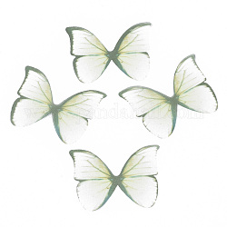 Двухцветный полиэстер ткань крылья украшения ремесла, для поделок ювелирные изделия серьги ожерелье заколка для волос украшение, крыло бабочки, желто-зеленый, 37x46 мм