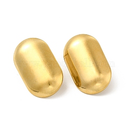 Ion Plating(IP) 304 Stainless Steel Stud Earrings, with Vertical Loops, Oval, Real 18K Gold Plated, 23.5x14mm, Hole: 4mm, Pin: 0.8mm