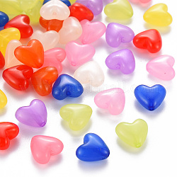 Transparente Acryl Perlen, gefärbt, Herz, Mischfarbe, 10x10.5x5.5 mm, Bohrung: 1.5 mm, ca. 1226 Stk. / 500 g