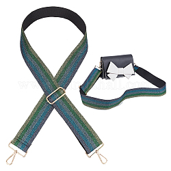 Stripe Pattern Glittered Polyester Adjustable Webbing Bag Straps, with Alloy Swivel Clasps, Dark Green, 78~144x5cm
