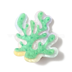 Pinzas para el cabello de cocodrilo de acrílico de coral con tema del océano, accesorios para el cabello para niñas mujeres, primavera verde, 46x38x12.5mm