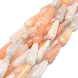 Perles aventurine naturelle brins, goutte d'eau, orange, 30x10mm, Trou: 1.4mm, Environ 13 pcs/chapelet, 15.75'' (40 cm)