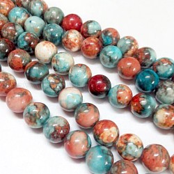 Chapelets de perles en fossile synthétique, teints et chauffée, ronde, colorées, 4mm, Trou: 1mm, Environ 90 pcs/chapelet, 15.7 pouce