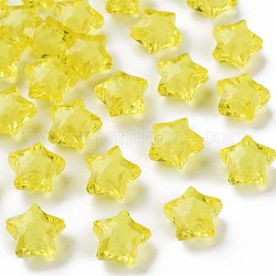 Perline acrilico trasparente, perline in perline, sfaccettato, stella, giallo, 14x15x8.5mm, Foro: 2 mm, circa 518pcs/500g