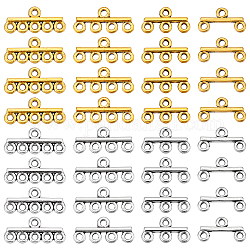 Pandahall elite 80 pièces 8 style tibétain style alliage lustre composants liens, Connecteur 3 & 4 & 5 & 6 boucles, argent antique & or antique, 8~8.5x15~19.5x2mm, Trou: 1.6~1.8mm, 10 pièces / style