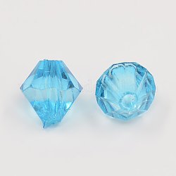 Faceted Bicone Transparent Acrylic Beads, Dyed, Cyan, 3mm, Hole: 1mm, about 41000pcs/500g