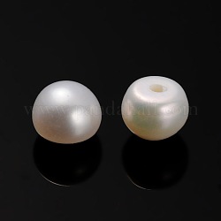 Perlas naturales abalorios de agua dulce cultivadas, medio-perforado, rondelle blanco antiguo, 5~5.5x4mm, agujero: 0.7 mm