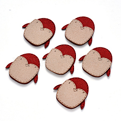 Patchs en faux suède, accessoires d'ornement de costume, pour la fabrication de pinces à cheveux avec ruban magique, oiseau, rouge, 35x36x3mm