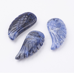 Natural Sodalite Pendants, Wing, 34~35x16~18x6.5~7.5mm, Hole: 1mm