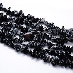 Granos de obsidiana de copos de nieve naturales hebras, patatas fritas, 5~8x5~8mm, agujero: 1 mm, alrededor de 31.5 pulgada