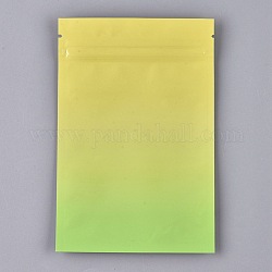グラデーションカラーのプラスチック製ジップロックバッグ  再封可能なアルミホイル食品保存袋  セルフシールバッグ  長方形  グリーン  15x10.1cm  片側の厚さ：3.9ミル（0.1mm）