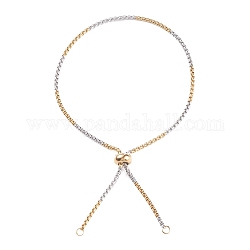 304 Stainless Steel Box Chains Slider Bracelet Making, Bolo Bracelet, with 304 Stainless Steel Jump Rings and 202 Stainless Steel Beads, Golden & Stainless Steel Color, 12 inch(30.5cm), 0.2cm