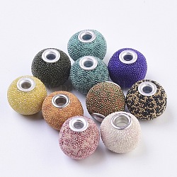 Handmade Indonesia Beads, with Metal Findings, Round, Silver Color Plated, Mixed Color, 15~16x14~15mm, Hole: 3mm