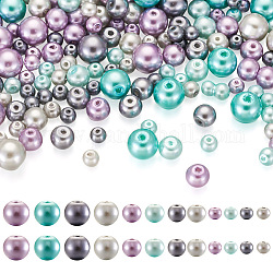 Cheriswelry 12 fili 12 stili di cottura di perline di vetro perlate dipinte perline rotonde, colore misto, 4~9mm, Foro: 1 mm, circa 105~210pcs/filo, 31.40'' (79.75 cm), 1 filo/stile