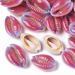Bedruckte natürliche Kaurimuschel Perlen, kein Loch / ungekratzt, Regenbogen-Stil, Farbig, 18~21x12~15x7 mm