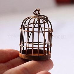 Cage à oiseaux miniature en alliage, pour accessoires de jardin de maison de poupée, faire semblant de décorations d'accessoires, chocolat, 40x30mm