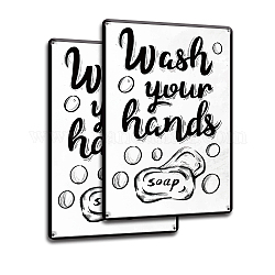 Signe d'étain en métal vintage, décoration murale en fer pour les bars, Restaurants, cafés pubs, rectangle avec mot lavez-vous les mains, mot, 30x20 cm