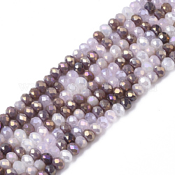 Chapelets de perles en verre électroplaqué, de couleur plaquée ab , facette, rondelle, blush lavande, 3x2.5mm, Trou: 0.7mm, environ 188~190 pièces/16.93 pouces ~ 17.71 pouces (43~45 cm)