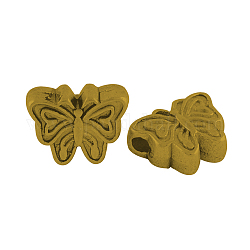 チベットのスタイル合金の蝶のビーズ  カドミウムフリー＆ニッケルフリー＆鉛フリー  アンティーク黄金  13x10x5mm  穴：2mm