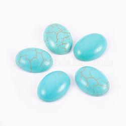 Synthetic Turquoise Cabochons, Oval, Dark Turquoise, 10x8x4mm