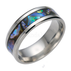 201 in acciaio inox larga banda anelli, con shell, formato 9, colore acciaio inossidabile, 19mm