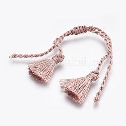 Twisted Polyester Bracelets Making, with Tassel & Brass Findings, Lavender Blush, 11 inch~12-5/8 inch(28~32cm), 2mm, Hole: 2mm