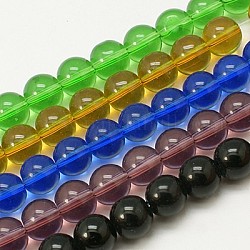 Glass Beads Strands, Round, Mixed Color, 8mm, Hole: 1mm, about 40pcs/strand, 11 inch~12 inch