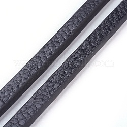 Microfiber PU Leather Cords, Flat, Black, 6x3mm, about 1.09 yards(1m)/strand