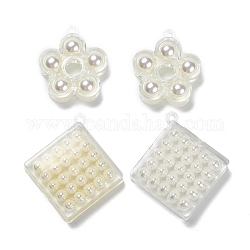 (vente de clôture défectueuse : jaunissement) pendentifs en acrylique transparent, avec abs en plastique imitation perle, forme mixte, mousseline de citron, 32~45x28~41x8~9mm, Trou: 2mm