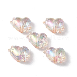 Perline acrilico trasparente, ab colore placcato, cuore con stella, bisque, 14.5x19.5x10mm, Foro: 2 mm, 5pcs/scatola