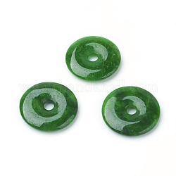 Pendentifs naturels en jade du Myanmar / jade birman, teinte, disque de donut / pi, largeur: 7.5 mm, 17~18x3~4mm, Trou: 3mm