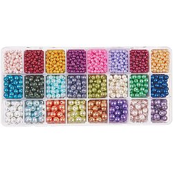 Perlas de vidrio perlado, redondo, color mezclado, 21.8x11x3 cm