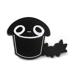 Broche esmaltado de aleación de gato negro con copa, pin para ropa de mochila, electroforesis negro, 21.5x31x1.5mm