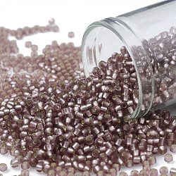 Toho perles de rocaille rondes, Perles de rocaille japonais, (26f) améthyste légère givrée doublée d'argent, 11/0, 2.2mm, Trou: 0.8mm, à propos 1110pcs / bouteille, 10 g / bouteille