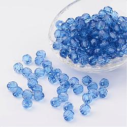 Perles en acrylique transparente, facette, ronde, bleuet, 8mm, Trou: 1.5mm, environ 1800 pcs/500 g