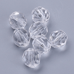 Perles en acrylique transparente, facette, ronde, clair, 6x5.5mm, Trou: 1.3mm, environ 4200 pcs/500 g