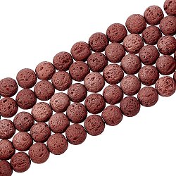 Fili di perle di roccia lavica sintetica, tinto, tondo, marrone noce di cocco, 8~8.5mm, Foro: 1 mm, circa 47pcs/filo, 14.96 pollice (38 cm)