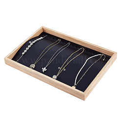 Boîtes de présentation en bois de bambou, plaques d'affichage de bijoux, rectangle, noir, 35.4x24.5x3.05 cm