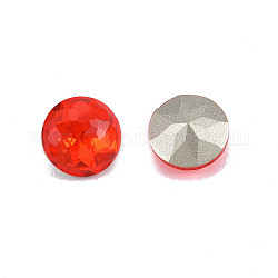 K9 Glass Rhinestone Cabochons, Pointed Back & Back Plated, Faceted, Flat Round, Siam, 8x5mm