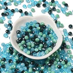 Perles en verre, facette, rondelle, bleu acier, 6x5mm, Trou: 1mm, environ 280 pcs/60 g