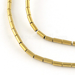 Columna electrochapada no magnética hematita sintética perlas hebras, oro chapado, 4x2mm, agujero: 0.5 mm, aproximamente 97 pcs / cadena, 15.7 pulgada