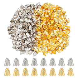 Nbeads 200 pièces 2 couleurs capuchons de perles en alliage, multi-pétale, argent antique et or, 11x11mm, Trou: 1.8mm, 100 pcs / couleur